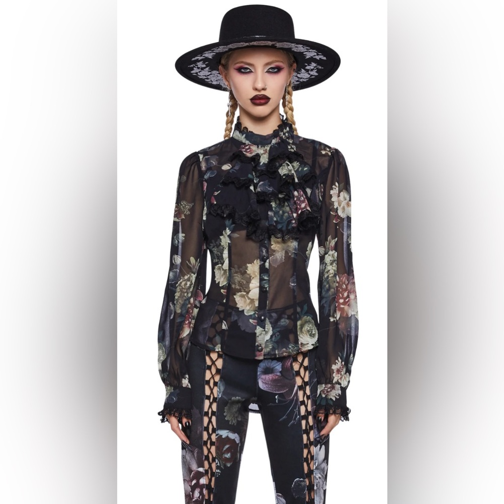🌙Dolls Kill🌙 I’m no Angel - Chiffon Blouse and Witchery Flared Pants🌙